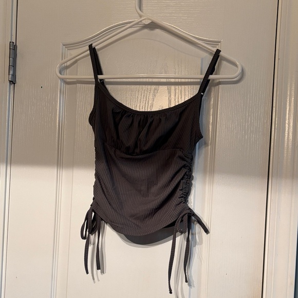 SHEIN Charcoal Ruched Crop Top Camisole Women’s Small Used - Picture 1 of 5
